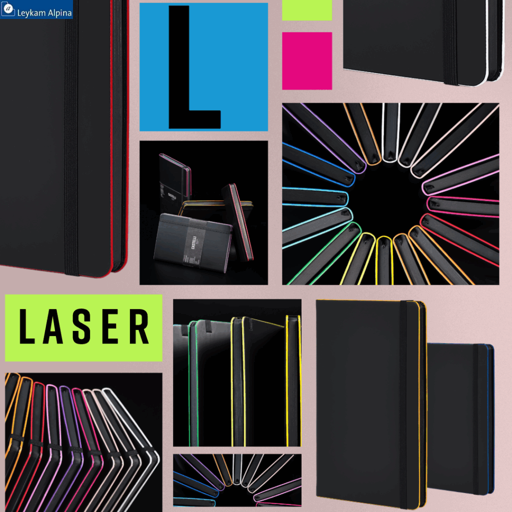 Castelli Laser Serie schwarzer Einband neonfarbiger Kantenschnitt