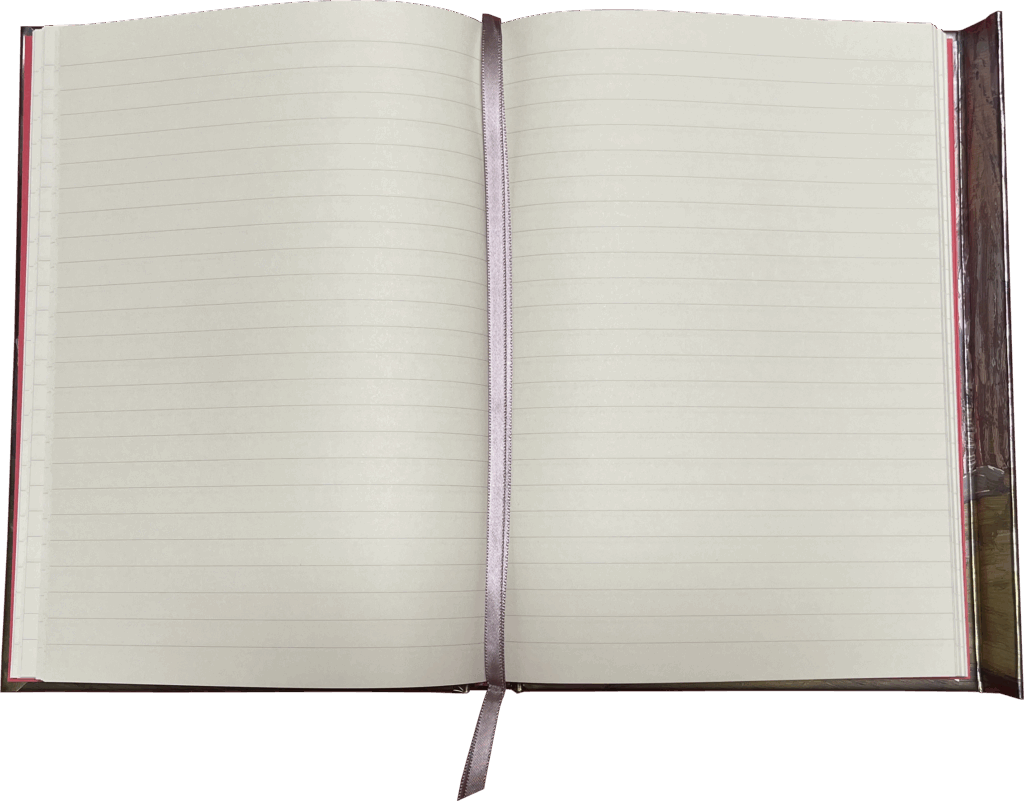 Flame Tree Notizbuch liniert Innenansicht mit Leseband