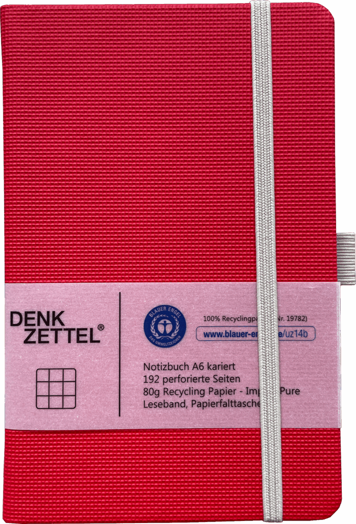 Denkzettel Tenax Notizbuch rot Impact Pure A6 kariert