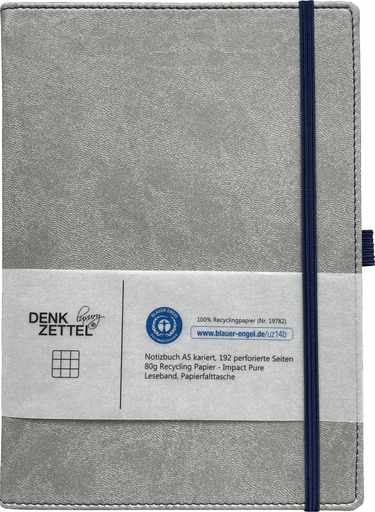 Luxury Notizbuch A5 anthrazit kariert Recycling Impact Pure Papier
