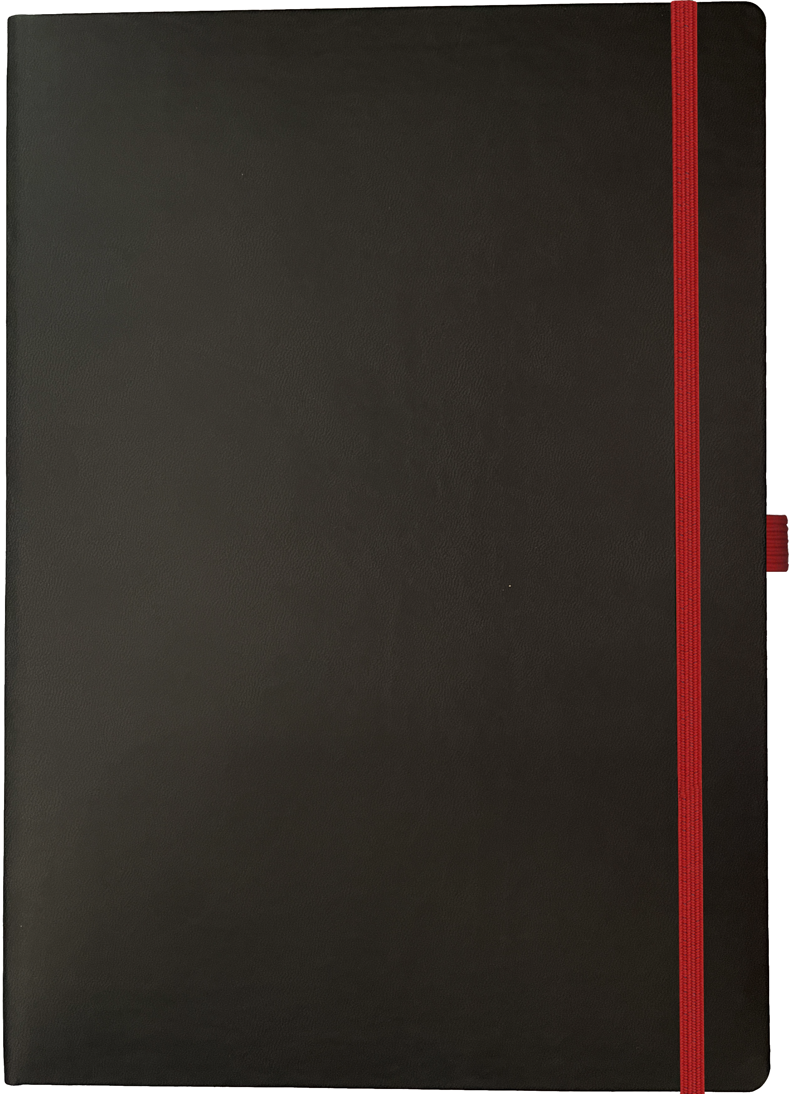Denkzettel Notizbuch Classic schwarz rotes Elastikband kariert Hardcover